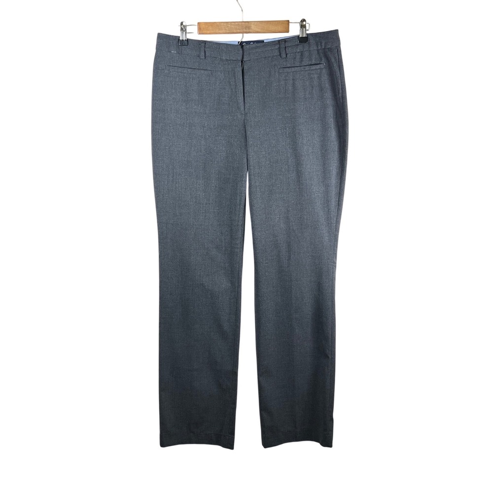 Lands End Fit 2 Trouser Boot Cut Mid Rise Women Size 12‎ Gray Dress Pants Y2K